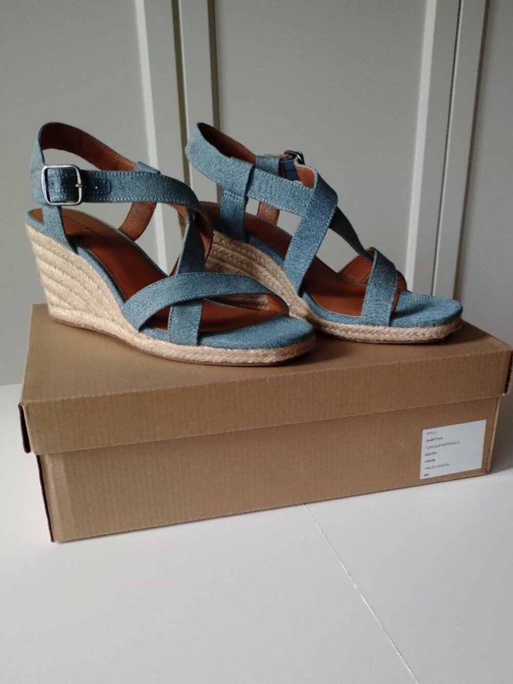 Lucky Brand Espadrille Wedge Sandals Light Blue Denim, 8M